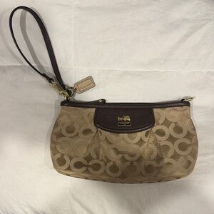 Coach Gold and Brown Signature Wristlet